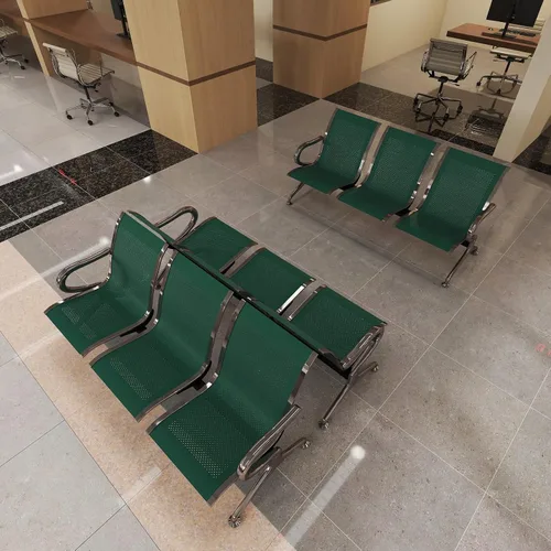 Miniatura 27 de Kinfant Silla de sala de espera de 2 asientos, sillas de recepción de invitados de oficina con respaldo ergonómico, banco de espera de aeropuerto
