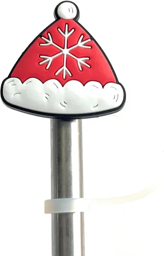 Miniatura 8 de Paquete de 6 Adornos Divertidos de Navidad para Pajitas de 8mm con Trineo, Árbol, Copo de Nieve y Papá Noel (Paquete de Navidad)
