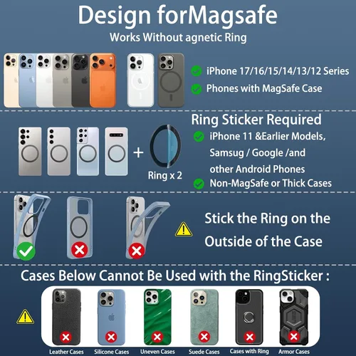 Miniatura 6 de Soporte de teléfono para automóvil Magsafe, soporte plegable ajustable de 360° para automóvil [108 libras de succión más fuerte y 2800gf magnético]