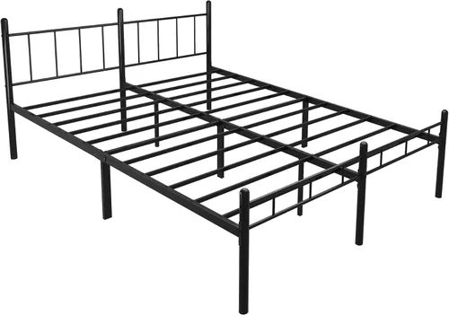 Miniatura 7 de Base de cama tamaño King de 14 pulgadas, no necesita somier, plataforma de metal con cabecero y piecero, soporte de listones resistentes, fácil