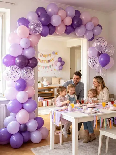 Miniatura 2 de Globos morados, 60 globos de látex de color morado claro y perla metálica, globos de confeti para cumpleaños, baby shower, despedida de soltera