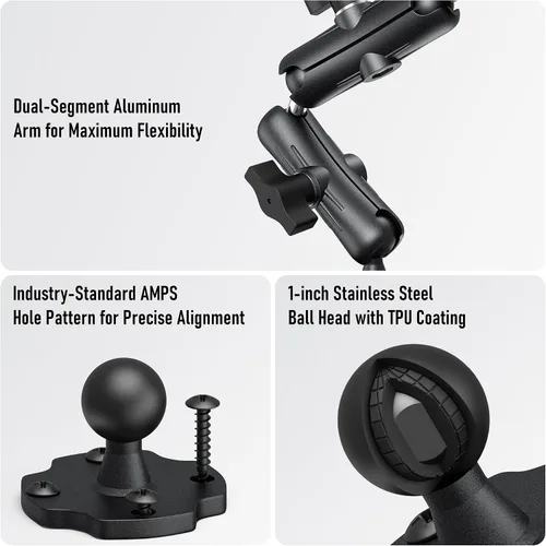 Miniatura 4 de Soporte de aluminio resistente para tableta, tablero de instrumentos para camión, vehículo, escritorio, pared, soporte ajustable de 360° para iPad