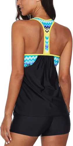 Miniatura 2 de Actloe Traje de baño de dos piezas con estampado floral y espalda en T para mujer