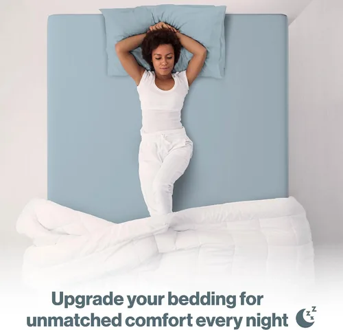 Miniatura 7 de Superity - Sábana bajera ajustable de lujo de calidad hotelera para cama Queen corta, 100% algodón, ultrasuave, amigable con la piel e Azul
