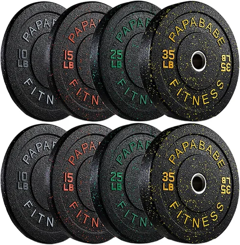 Miniatura 28 de Papababe Placas de peso, juego de placas de pesas de 2 pulgadas, placas de peso de goma protectoras para el suelo, placas de parachoques de 10 a 600