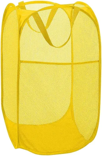 Miniatura 10 de BATTOO Cesta de lavandería emergente de malla fuerte de lujo con bolsillo lateral, plegable para cuarto de lavandería, baño, habitación de niños