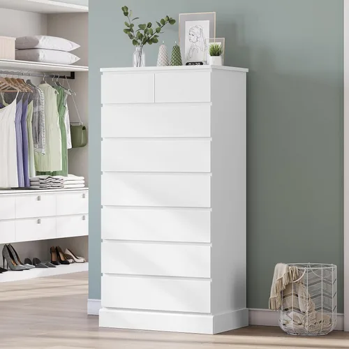 Miniatura 8 de DICTAC Cómoda Alta Negra para Dormitorio con 8 Cajones, Cómodas y Cajoneras Altas de 59.6", Organizador de Armario de Madera Moderno y Gabinete