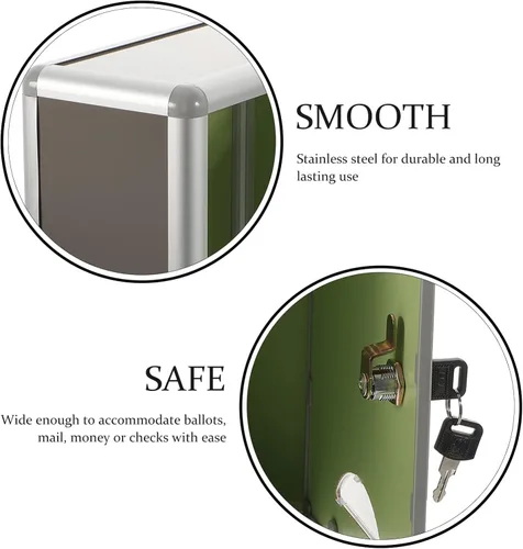 Miniatura 7 de Buzón de correo con cerradura de llave, montaje en pared, buzón de metal, caja de seguridad para sobres de dinero, tarjetas, tamaño pequeño