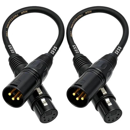 Miniatura 2 de CNCESS XLR - Cable adaptador de 3 pines macho a XLR hembra de 5 pines, 6 pulgadas, convertidor de nicho DMX/audio, paquete de 2