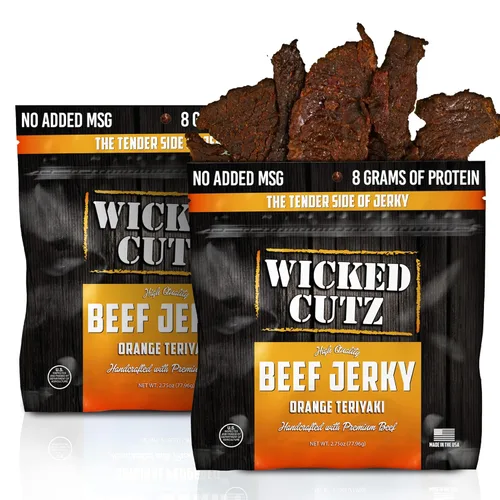 Miniatura 9 de Wicked Cutz BBQ Mesquite Beef Jerky, 21g de proteína por bolsa, alternativa tierna y fácil de masticar a los palitos de carne, bocadillos carnívoros