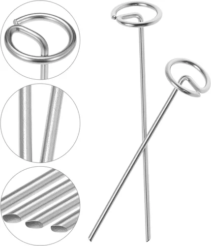 Miniatura 4 de QWORK Grapas de paisaje, 120 estacas de jardín de 6 pulgadas, alfileres de 8 calibre, estacas de tela de acero galvanizado
