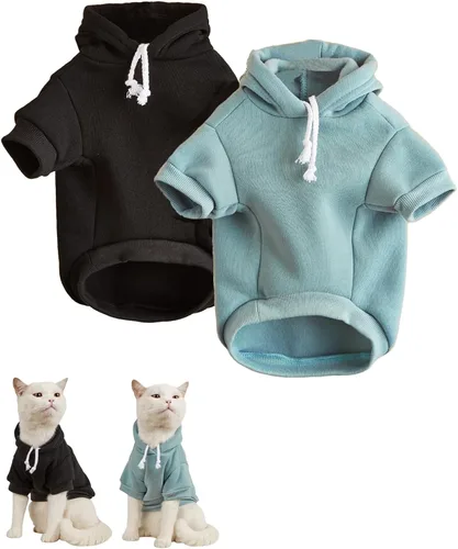 Miniatura 14 de QWINEE Sudadera Básica con Capucha para Perro Suéter para Cachorro Disfraces Cálidos para Gato Ropa para Mascotas para Chihuahua Cachorro Gatito