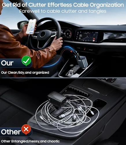 Miniatura 6 de Cargador retráctil para automóvil, cargador rápido 4 en 1, USB C, accesorios de coche para hombres y mujeres, accesorios de automóvil para regalos