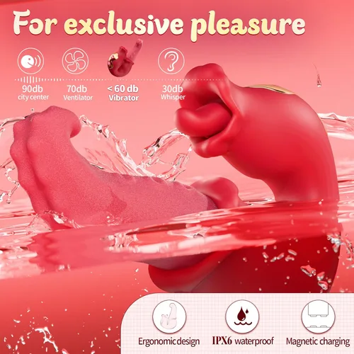 Miniatura 5 de Vibrador de Juguetes Sexuales, Juguetes para Adultos para Mujeres, Vibradores de Empuje, Consolador Rose, Juguete Sexual con 10 Modos de Lamer