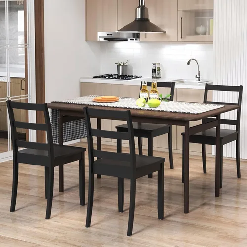 Miniatura 2 de ERGOMASTER Juego de 4 sillas de comedor de madera, sillas de cocina de madera sin brazos con respaldo, sillas laterales de restaurante para estudio