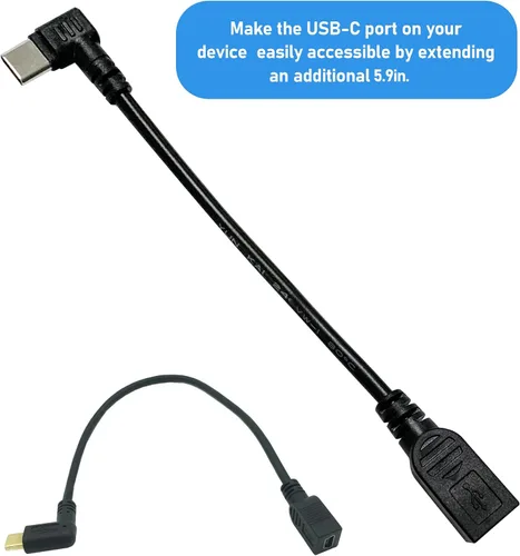 Miniatura 5 de Adaptador USB-C macho a mini USB hembra, convertidor de 90 grados para kit de cableado de cámara de tablero y más dispositivos USB (solo para carga)