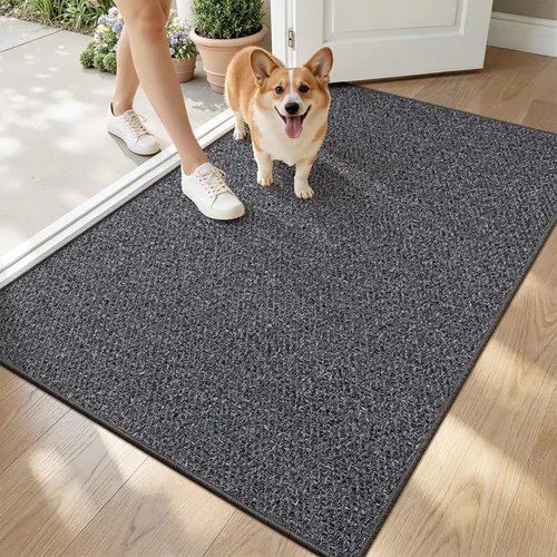 Miniatura 37 de LUMI Tapete ultradelgado para puerta de interior de 17 x 30 pulgadas, tapete de entrada antideslizante, tapete de perfil bajo, tapete de diseño