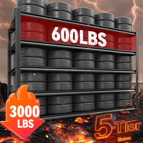 Miniatura 9 de REIBII Estantería de garaje de 78 pulgadas de alto, estantes de almacenamiento resistentes con carga de 3000 libras, estantes de metal ajustables