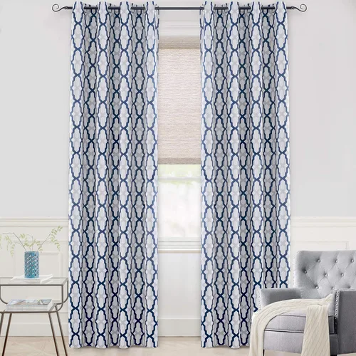 Miniatura 12 de DriftAway Mason - Cortinas térmicas opacas con ojales para ventanas, diseño geométrico de enrejado, 2 paneles, cada uno de 52 pulgadas por 63 Gris