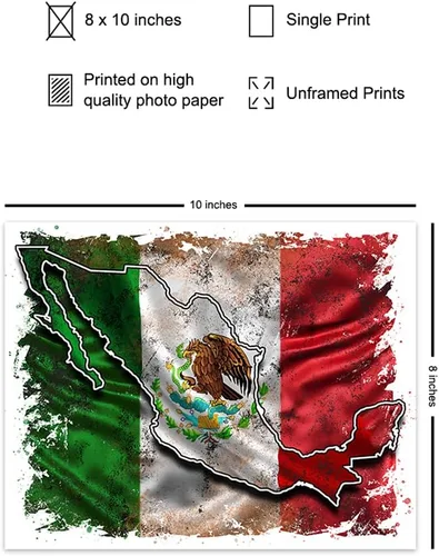 Miniatura 2 de Bandera de México, bandera mexicana, regalos de arte de pared mexicano, decoración de pared de arte chicano, bandera artes decoraciones para cuartos