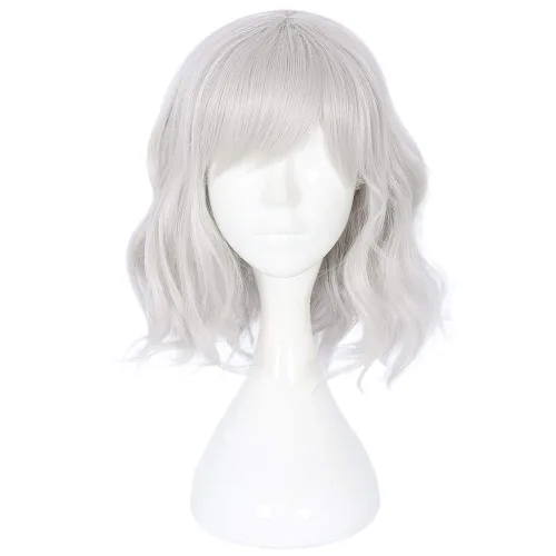 Peluca corta de 14 pulgadas para mujer, con flequillo, rizado, ondulado, Harajuku, sintético, lindo, diario, fiesta de Halloween, cosplay, cabello