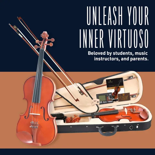 Miniatura 2 de Cecilio violín 4/4 de tamaño completo con cuerdas D’Addario, juego de violín para principiantes con estuche, arco, colofonia y soporte para hombro
