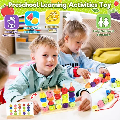 Miniatura 2 de Montessori - Juguetes apilables de cuentas de madera: regalos de cumpleaños para niños y niñas de 2, 3 y 4 años, juego de secuencia para niños