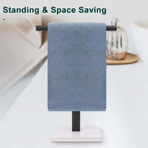 Miniatura 8 de Toallero de mano, soporte de toalla en forma de T para baño, barra de toallero de mano para aparador de cocina, acero inoxidable 304, base de mármol