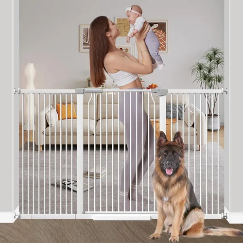 Miniatura 16 de Puerta de bebé extra alta de 40.55" para escaleras - 40.6"-54.7" de ancho 1.37" de espaciado ultra estrecho Puerta extra ancha para gatos y perros
