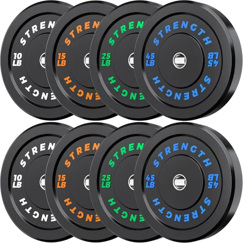 Juego de Pesas Olímpicas de Parachoques de Goma - Placas de Barra de 2 Pulgadas para Entrenamiento de Fuerza en Gimnasio Casero