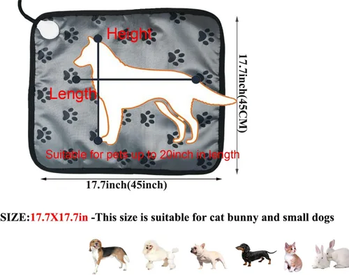 Miniatura 2 de Almohadilla térmica para mascotas para exteriores, pequeña, para perros y gatos, cama térmica para perros para el exterior, cama térmica eléctrica