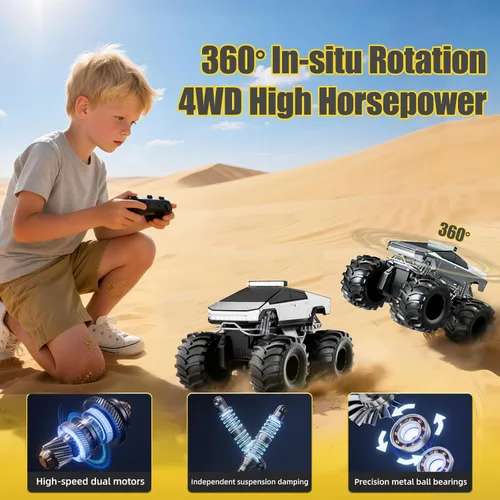 Miniatura 3 de Coche de control remoto, 1:18 coches RC anfibios, camioneta todoterreno 4WD para todo tipo de terreno, camión cibernético impermeable de 2.4GHz