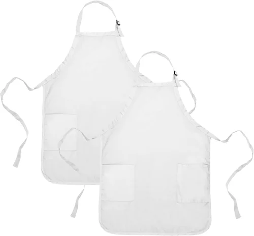 Miniatura 16 de Delantal de cocina para restaurante u hogar, estilo pechera, de hilado de poli algodón (2 bolsillos), Algodón, Negro, 30