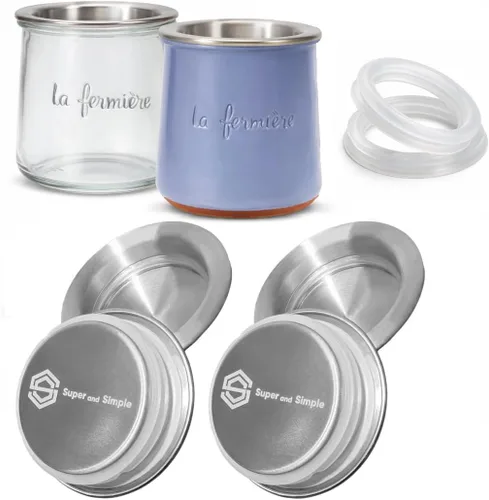 Miniatura 13 de Tapas de Bambú para Frascos de Yogur La Fermiere Paquete de 4 Diseño de Flores Aster Tapas de Bambú con Grabado Floral para Frascos de Cerámica