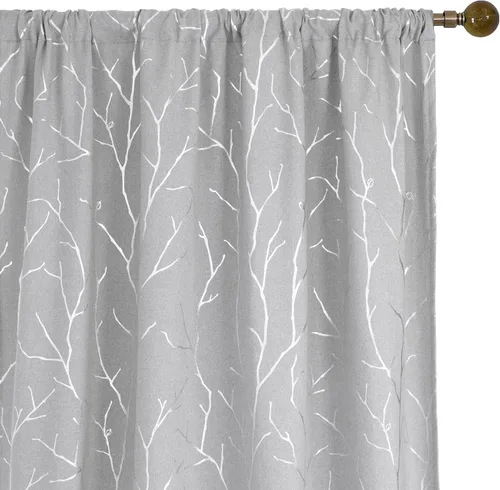 Miniatura 12 de BUHUA - Cortinas opacas blancas, cortinas plateadas, juego de 2 paneles de cortinas con ojales para dormitorio, elegante tratamiento de ventana