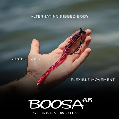Miniatura 2 de 6th Sense Gusano Boosa Shakey - Cuerpo acanalado alterno, movimiento flexible, acción de cola bulbosa (10/pk) - Fabricado en los Estados Unidos
