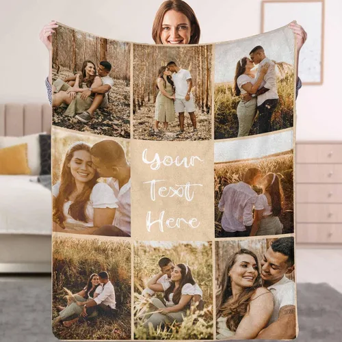 Miniatura 26 de YESCUSTOM Manta personalizada con texto fotográfico, manta personalizada con mis propias imágenes para Navidad, familia, mamá, papá, perro