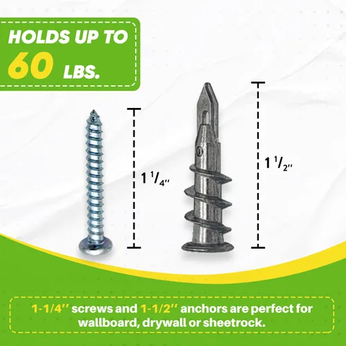 Miniatura 3 de #8 Kit de anclajes y tornillos para paneles de yeso, anclajes de pared de zinc para paneles de yeso resistentes, con tornillos de anclaje
