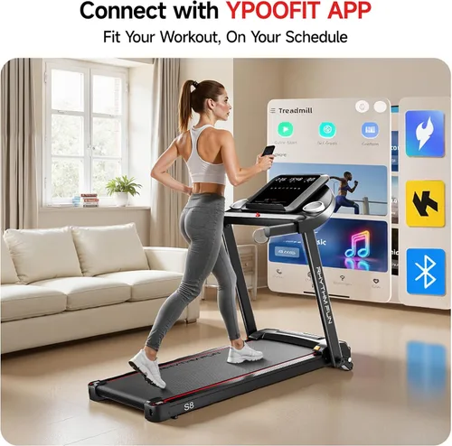 Miniatura 8 de RHYTHM FUN 8.0 MPH Treadmills for Home, Running Walking Pad Treadmill with Incline up to 8%, Foldable Treadmill with Handle Bar, Low Noise Walking