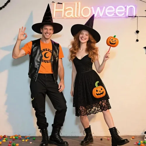 Miniatura 8 de Paquete de 2 sombreros de bruja negros para niños y adultos, sombrero de bruja con rop colgante para decoraciones de fiesta de Halloween