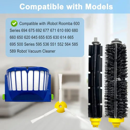 Miniatura 2 de Piezas de repuesto para irobot Roomba 694 692 676 675 677 671 610 690 680 660 650 620 645 655 635 614 595 585 564 589 536 ,1 cerda & 1 cepillo