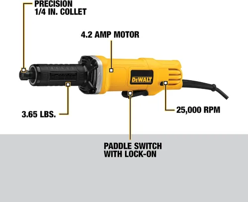 Miniatura 2 de DEWALT Esmerilador, con cable, 1-1/2 pulgadas, 4.2 amperios, 25,000 RPM, capacidad AC/DC (DWE4887)