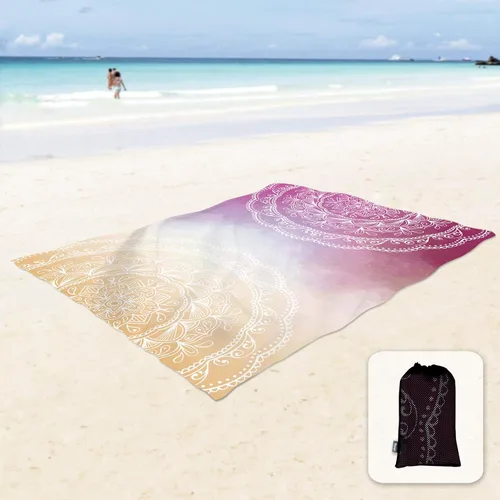 Miniatura 21 de Sunlit - Manta de playa suave y sedosa de 106x81 / 85x72 pulgadas, a prueba de arena, con bolsillos en las esquinas y bolsa de malla; Azul Violeta