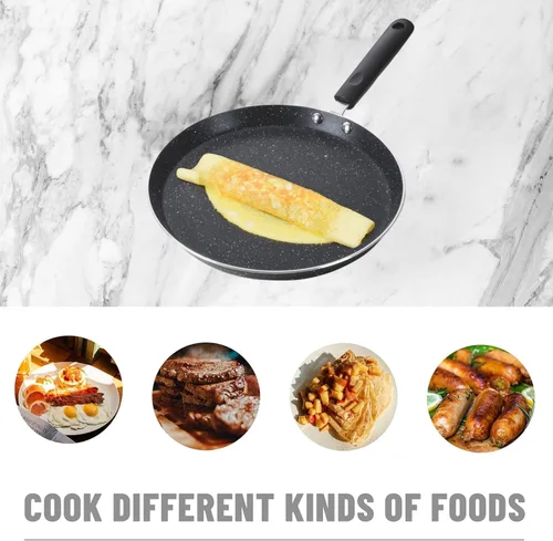 Miniatura 5 de AYNEFY Sartén antiadherente para crepes, revestimiento de granito, sartén plana para hornear huevos, sartén para tortillas, compatible con todas