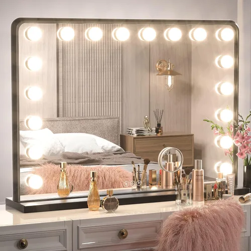 Miniatura 39 de Keonjinn Espejo de tocador Hollywood con luces y altavoz Bluetooth, 15 bombillas reemplazables, espejo de maquillaje con 2 bombillas de repuesto, 3
