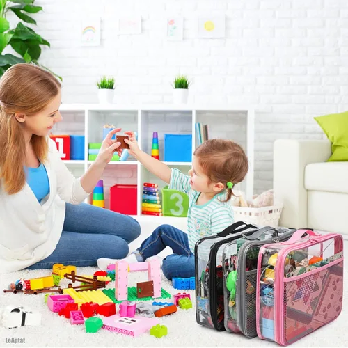 Miniatura 4 de Paquete de 4 bolsas organizadoras de almacenamiento de juguetes de 13.7 pulgadas de largo x 2.7 pulgadas de ancho x 9.7 pulgadas de alto. Negro