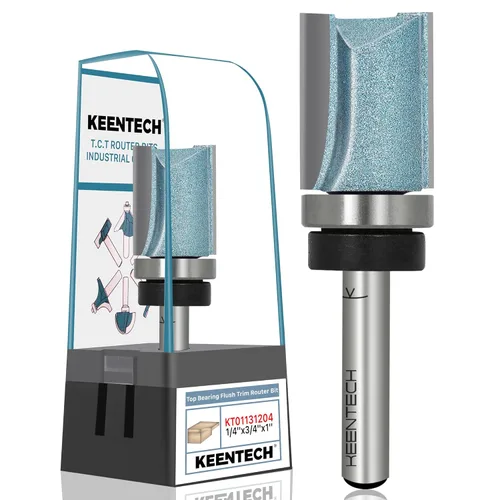 Miniatura 13 de KEENTECH Brocas de enrutador de 1/2 pulgada, broca de enrutador de ajuste empotrado, broca de patrón con punta de carburo de rodamiento superior