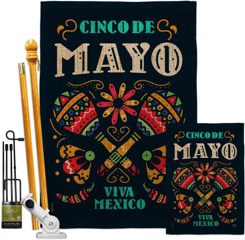 Miniatura 13 de Breeze Decor Cinco de Mayo Viva México - Juego de banderas de jardín para fiesta de verano, cactus, piñata, sombrero, fiesta mexicana, pequeña