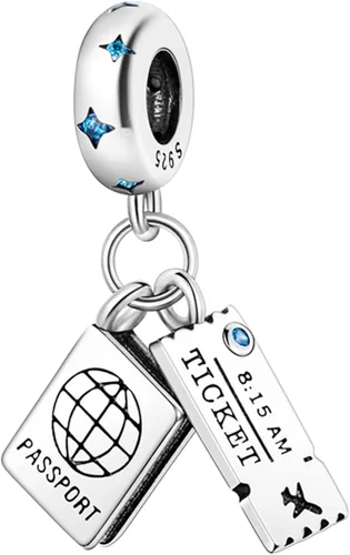 Miniatura 148 de MULA - Dijes de plata de ley 925 para pulseras y collares, colgantes de letras para la familia, cuentas de viaje en avión, dijes de árbol