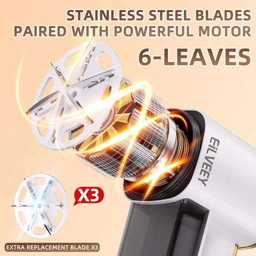 Miniatura 2 de EiLVEEY Removedor de pelusa recargable, removedor de pelusa para afeitadora de tela, afeitadoras de suéter con hojas de 6 hojas, pantalla LED